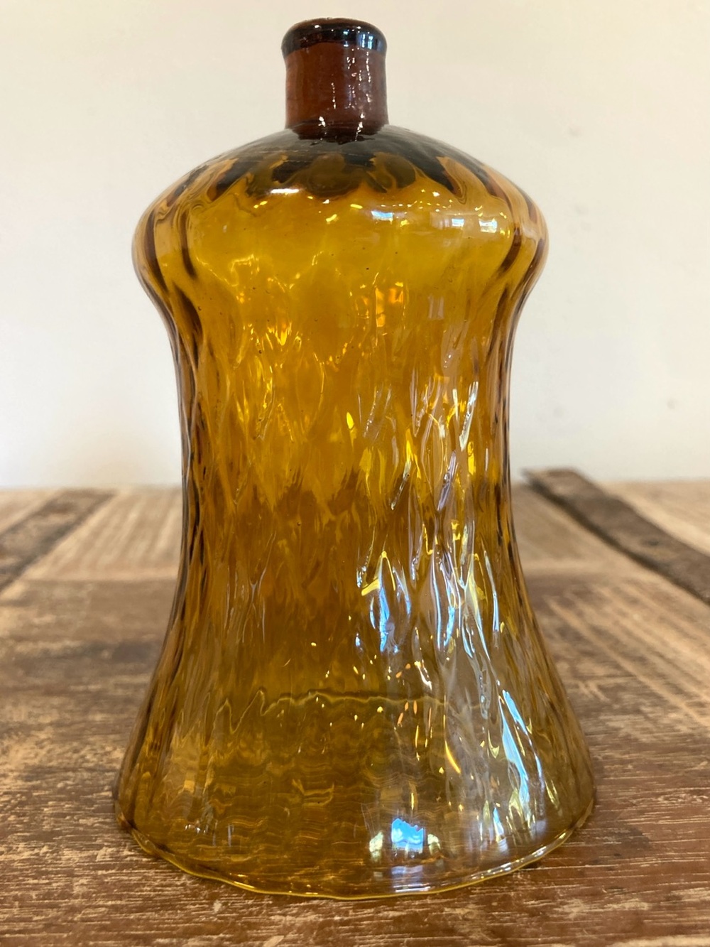 Vintage Peg Votive Candle Holder Amber Glass Honeycomb 5 Inch
